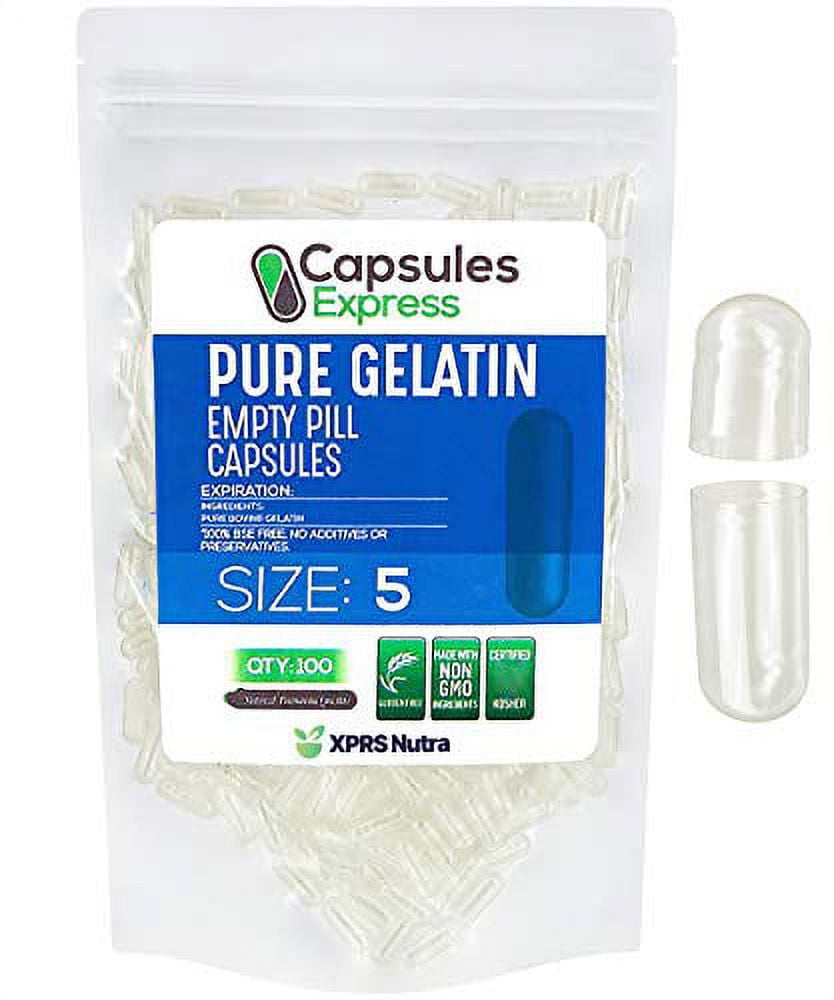 XPRS Nutra Size 5 Empty Capsules 100 Count Clear Very Small Empty