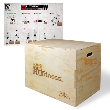 XPRT Fitness 3 in 1 Wood Plyometric Jump Box Fitness Training Conditioning Step Exercise - Size 20/24/30