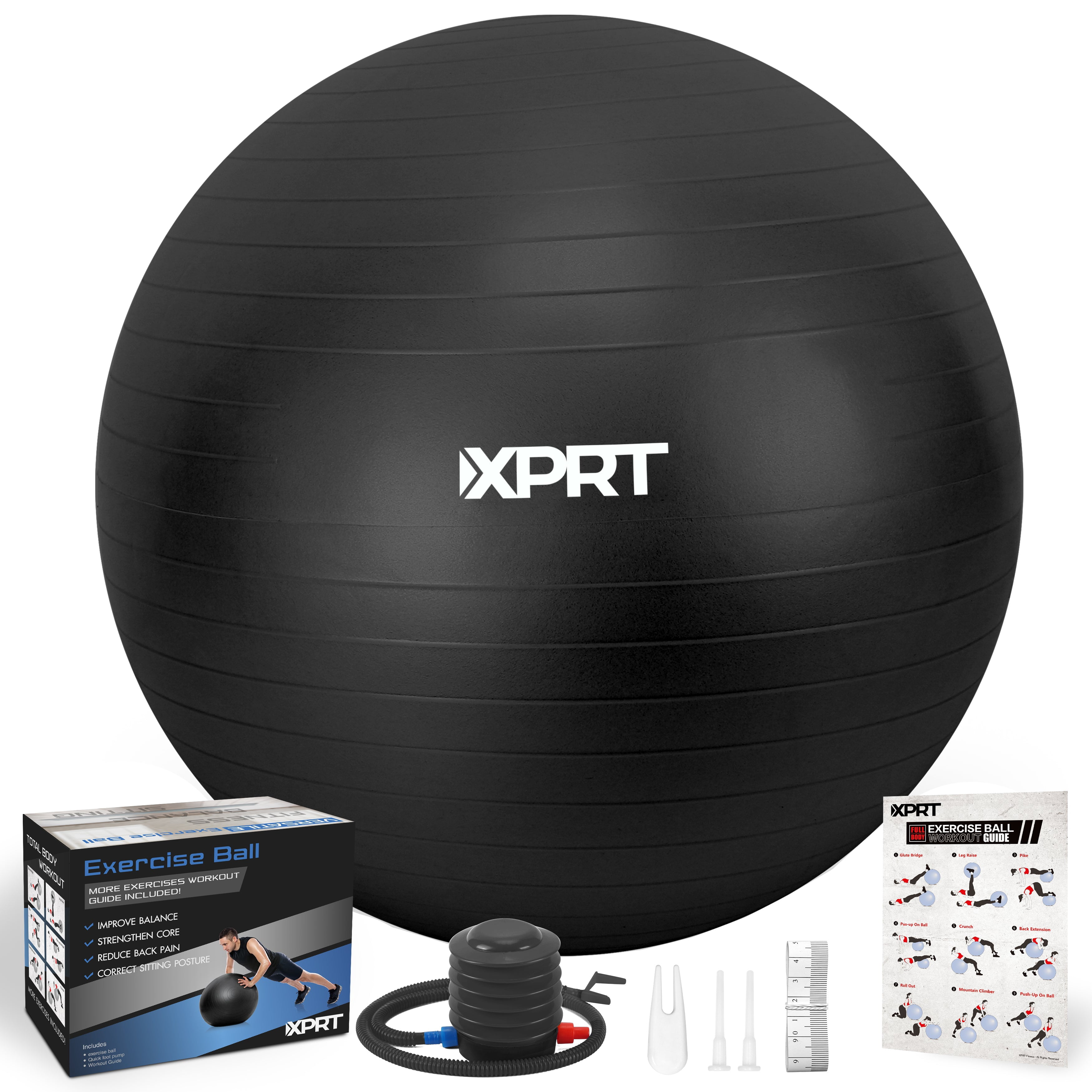 XPRT Fitness 65 cm Silver Gray Exercise Ball, Anti-Burst Yoga