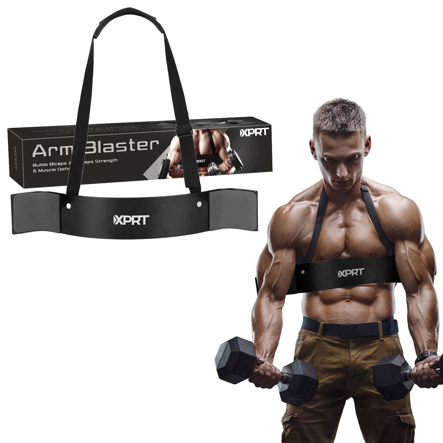 Curated visual reference: Bicep Curl Relaxing Strap Reference: Xprt Fitness Arm Blaster For Bicep Curl Training Aluminum Arm