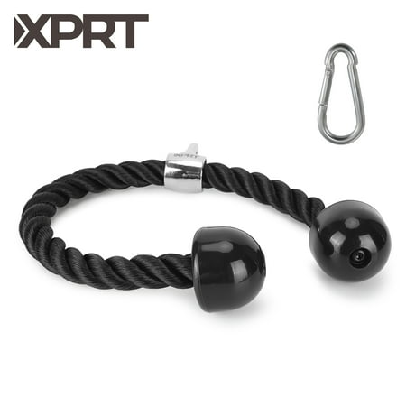 XPRT Fitness Cable Exercise Attachment D Handle, Pull Down Accessories, 27 In. Nylon Triceps Rope