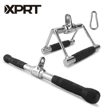 XPRT Fitness Cable Exercise Machine Attachment Double D Handle and Straight Bar