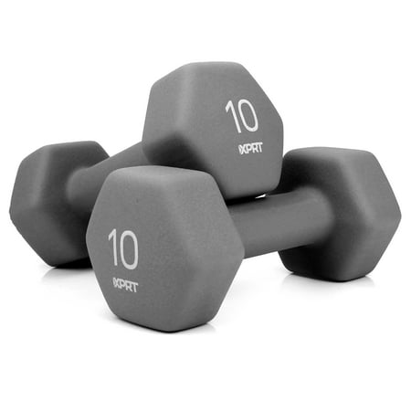 XPRT Fitness Neoprene Dumbbells Anti-Roll Hand Weight, 10 Lb., Pair