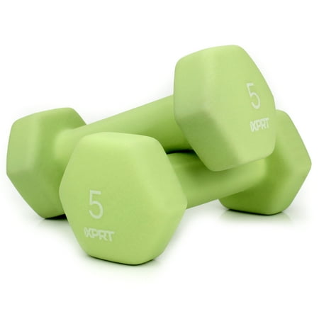 XPRT Fitness Neoprene Dumbbells Anti-Roll Hand Weight, 5 Lb., Pair