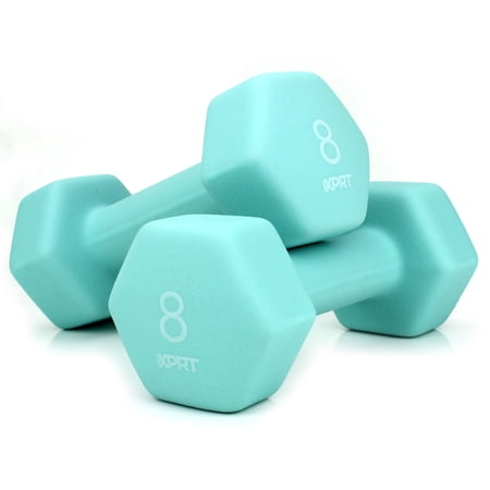 XPRT Fitness Neoprene Dumbbells Anti-Roll Hand Weight, 8 Lb., Pair
