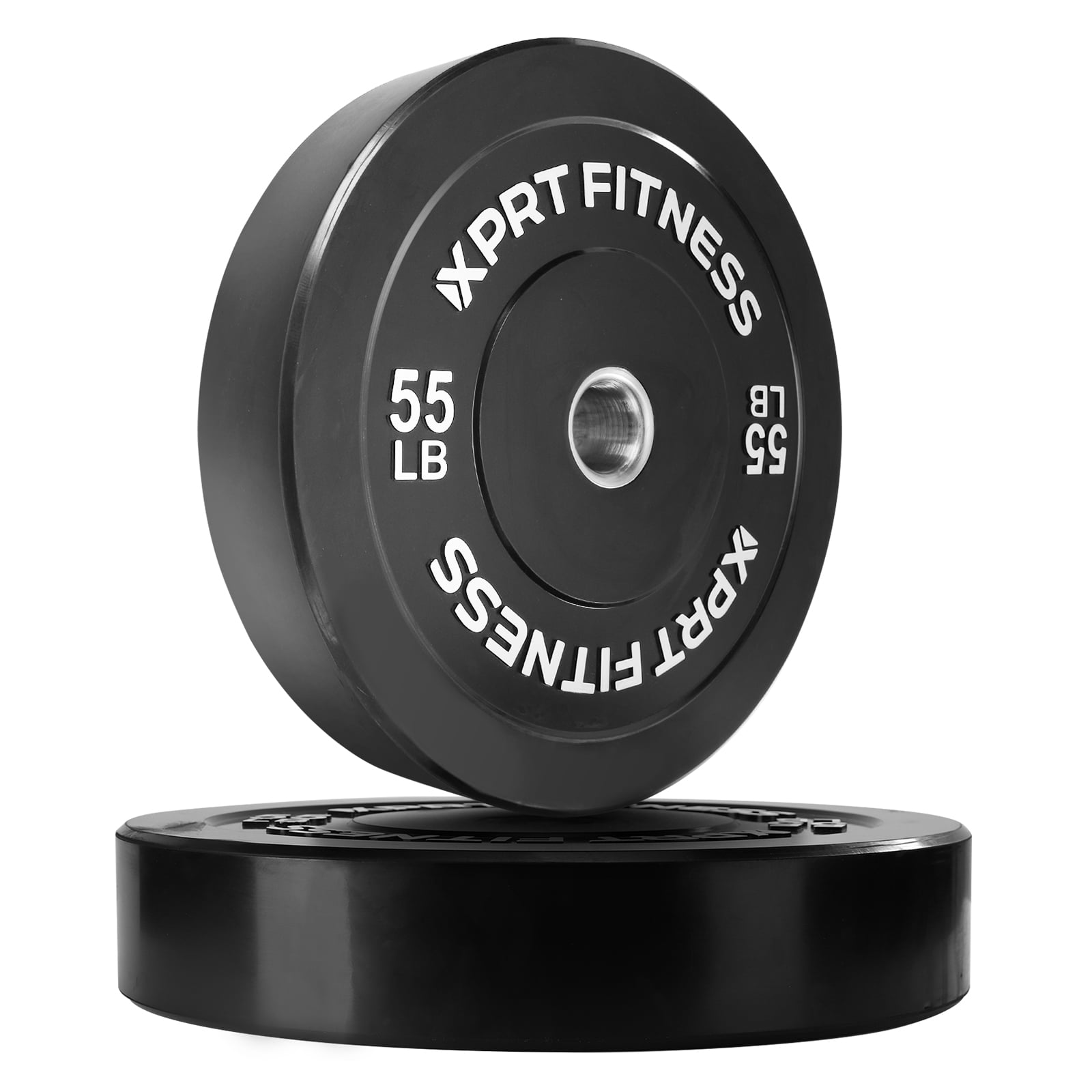 XPRT Fitness Olympic 2-Inch Black Rubber Coated Bumper Plates 55 lb. Single