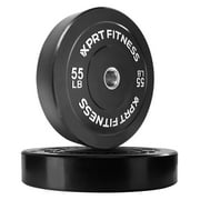 XPRT Fitness Olympic 2-Inch Black Rubber Coated Bumper Plates 55 lb. Single