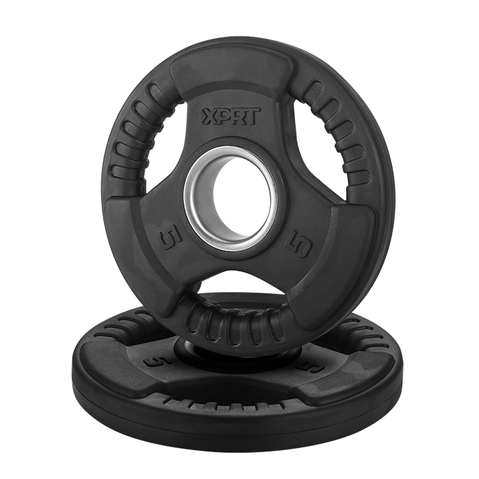 XPRT Fitness Olympic 2-Inch Grip Rubber Coated Weight Plates for Weightlifting,5LB Pair