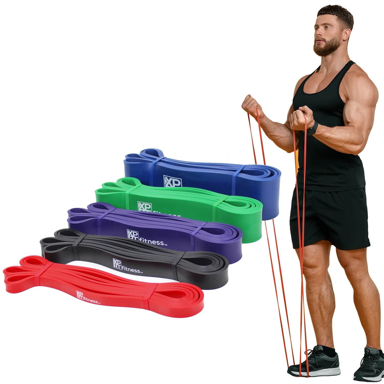 XPRT Fitness Resistance Bands Set for Home Gym and Exercise Combo set, Pull Up Bands Set of 5