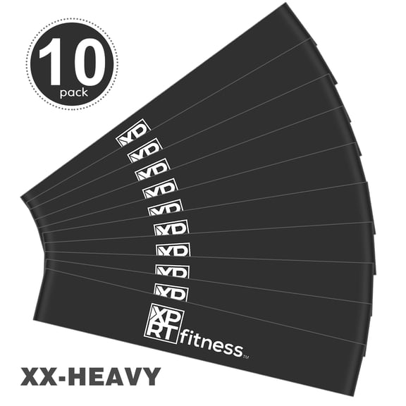 XPRT Fitness Resistance Loop Bands Elastic Exercise Bands Resistance Level XX Heavy Set Of 10