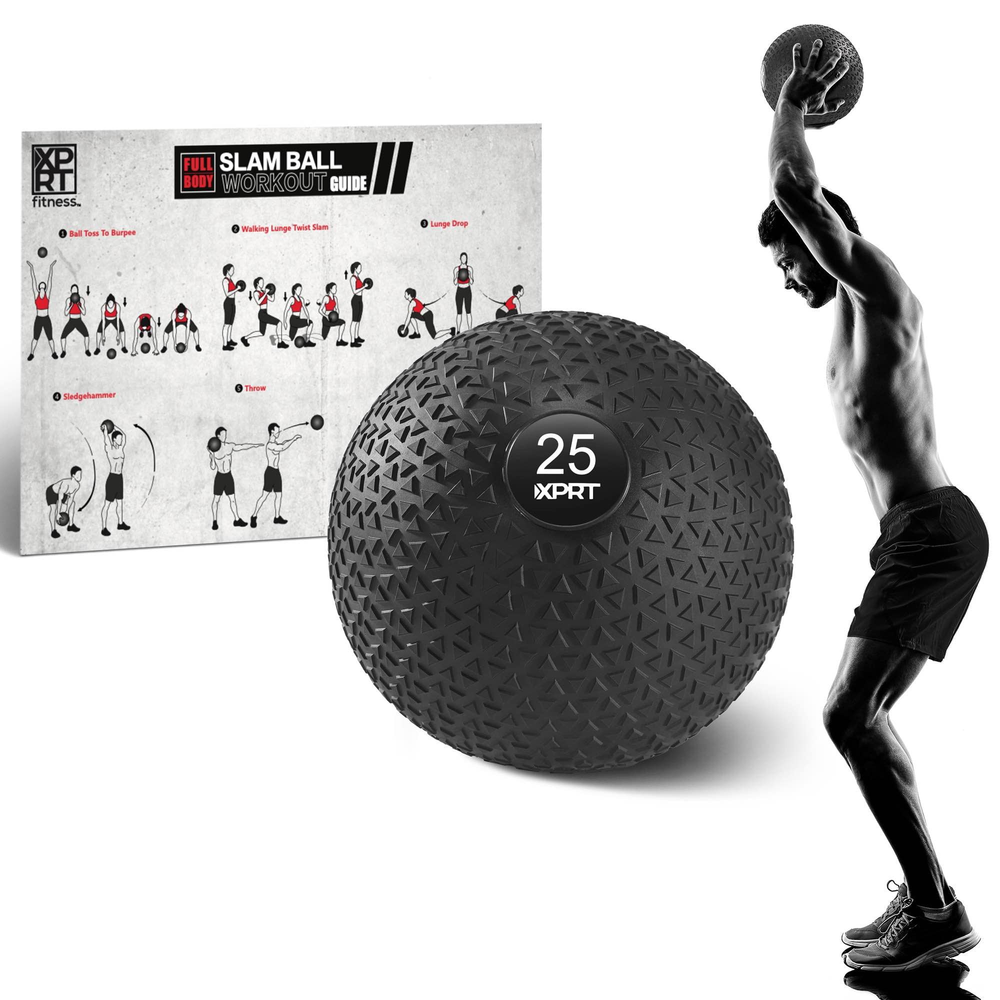 XPRT Fitness Slam Ball For Fitness Exercise Strength Conditioning CrossFit Cardio, Easy-Grip Textured Heavy Duty Rubber Shell, Dead Bounce, 15 lb. XPRT Fitness Slam Ball For Fitness Exercise Strength Conditioning CrossFit Cardio, Easy-Grip Textured Heavy Duty Rubber Shell, Dead Bounce, 15 lb.