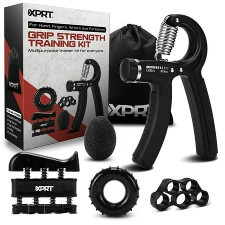 XPRT Grip Strength Training Kit, Adjustable Hand Gripper 11–132 lbs, 5-Piece Set for Hand, Finger, Wrist & Forearm Exercise with Carrying Bag