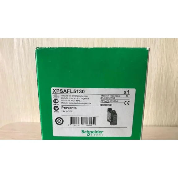 Factory Sealed XPSAFL5130 Dual Channel Safety Relay Compatible with Schneider Preventa XPS-AFL, 24V AC/DC 3NO Safety Output PL e SIL3 Cat.4 DIN Rail IP40 In Factory Box