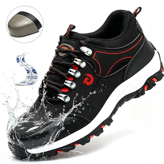 XQJ Steel Toe Work Shoes for Men Waterproof Anti-Smash & Puncture-Proof Lightweight Safety Sneakers Non-Slip Comfortable Industrial Footwear