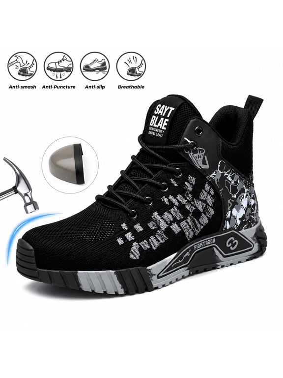 Steel Toe Boots for Men Women Industrial Construction Safety Shoes Lightweight Puncture-Proof Shoes – Black Size 10