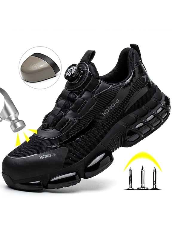 Men's Shoes Steel Toe Safety Shoes Comfortable Work Shoes Lightweight Steel Toe Sneakers Black Men's 5