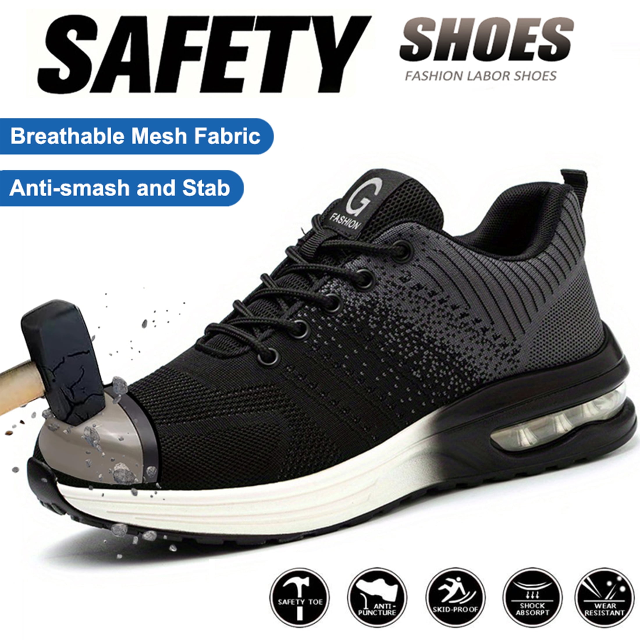 XQJ Steel Toe Shoes for Men Women Lightweight Comfortable Work Shoes ...