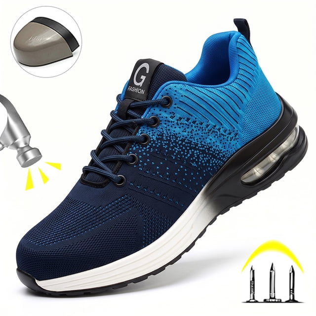 XQJ Steel Toe Shoes for Men Women Anti-Puncture Slip Resistant Work ...