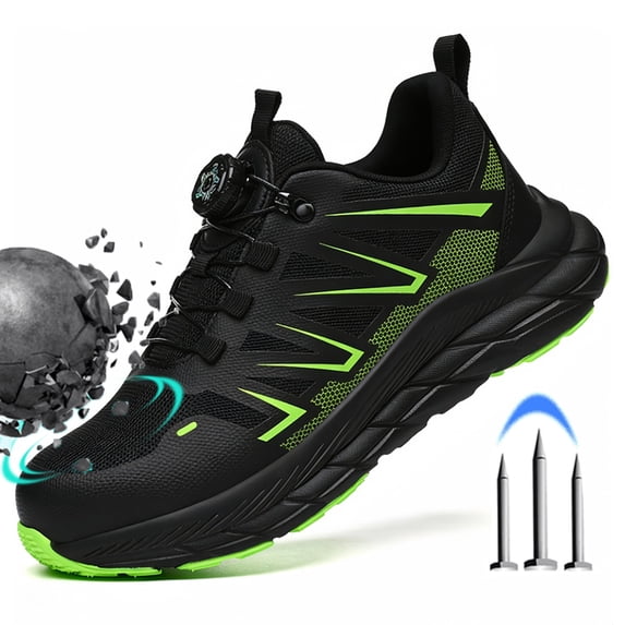 XQJ Lightweight Steel Toe Work Shoes for Men & Women, Comfortable Breathable Safety Sneakers for Industrial & Construction Use Black-Size 6.5