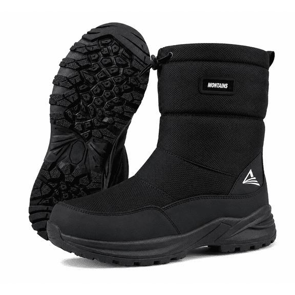 XQJ Winter Boots for Men Women Cold Proof Insulated Winter Snow Boots Anti-Slip Faux Fur Lined Insulated Winter Shoes Black 10