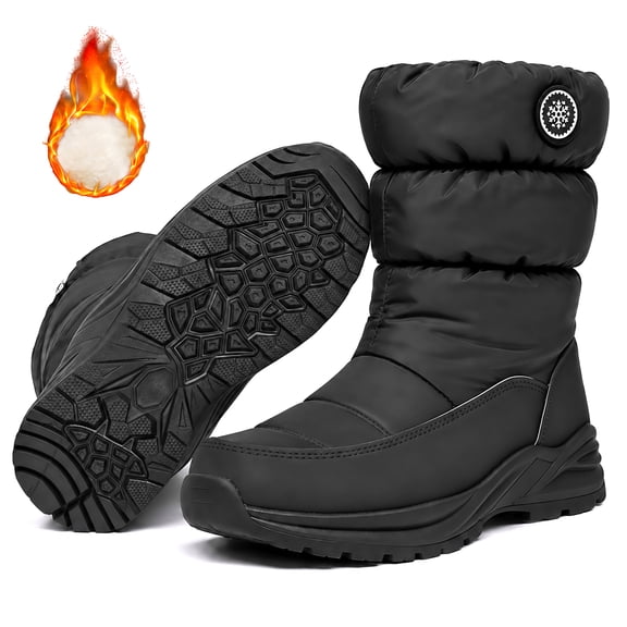 XQJ Women’s Snow Boots Warm Faux Fur Lined Water-Resistant Winter Boots with Side Zipper and Non-Slip Sole Outdoor Winter Shoes Black