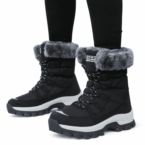 XQJ Women’s Waterproof Winter Snow Boots, Thick Faux Fur Lined Warm Outdoor Walking Shoes