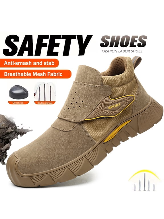 Work Boots for Men Women Slip on Steel Toe Safety Shoes Indestructible Work Boots Puncture Proof Steel Toe Boots Welder Working Shoes Safety Footwear for Construction Men's Work & Safety Footwear