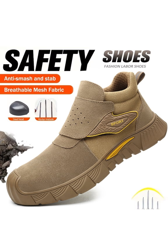 Work Boots for Men Women Slip on Steel Toe Safety Shoes Indestructible Work Boots Puncture Proof Steel Toe Boots Welder Working Shoes Safety Footwear for Construction Men's Work & Safety Footwear