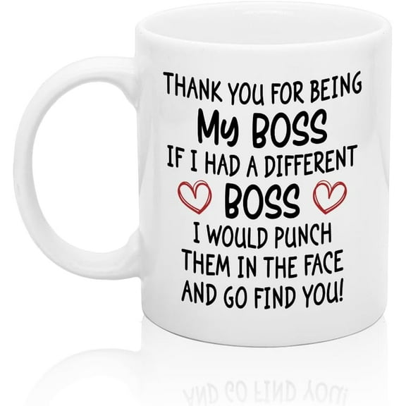 XQLZY Thank You for Being My Boss Funny Coffee Mug, Boss Day Work Mug Gifts, Thank You Appreciation Gifts for Manager Team Leader Coworker, Leaving New Job Gift for Coworker