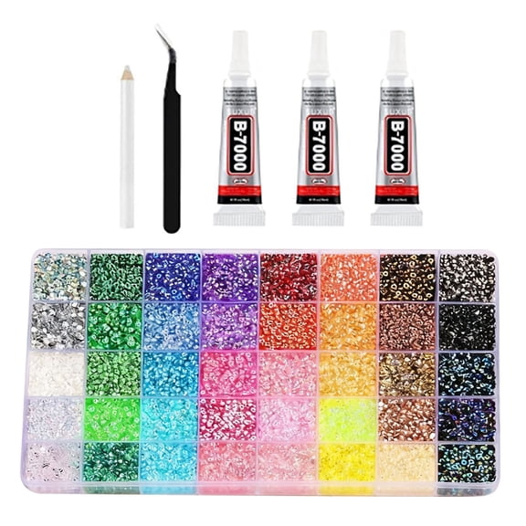 XQWJWLA 32000Pcs Resin Jelly Rhinestones for Bedazzling, Multicolor 3mm Flatback Gems for Diamond Art, Bedazzler Kit with 3Pcs 10ml B7000 Jewelry Glue for Nail Art Crafting Book Makeup