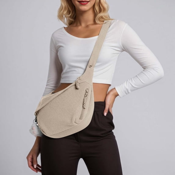 XQWJWLA Crossbody Bag for Women Stylish Casual Corduroy Crossbody With Zipper Closure And Adjustable Strap For Everyday Use And Travel