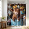 thumbnail image 1 of XQWJWLA Cute Highland Cow Shower Curtain, Farmhouse Floral Highland Cow Shower Curtains for Bathroom, Rustic Artistic Waterproof Fabric Shower Curtain Set, 70x70 Inch(Daisy), 1 of 5