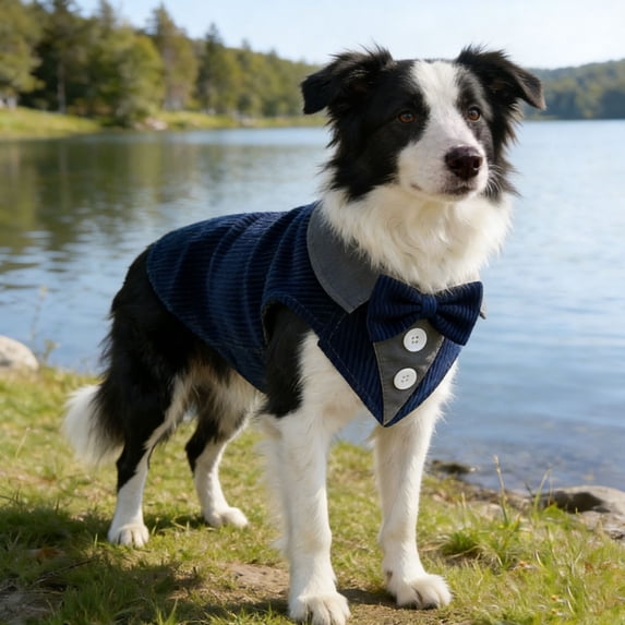 XQWJWLA Dog Tuxedo Dog Suit and Bandana Set, Dogs Tuxedo Wedding Party Suit, Doggy Prince Bow Tie Shirt Formal Pet Wedding Attire for Small Medium and Large Dogs(Blue,XS)