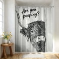 thumbnail image 1 of XQWJWLA Funny Highland Cow Shower Curtain with 12 Hooks, Black White Fun Animal Shower Curtain, Rustic Retro Bathroom Curtain Decor, Farmhouse Waterproof Fabric Shower Curtain Set, 35x70 Inch, 1 of 4