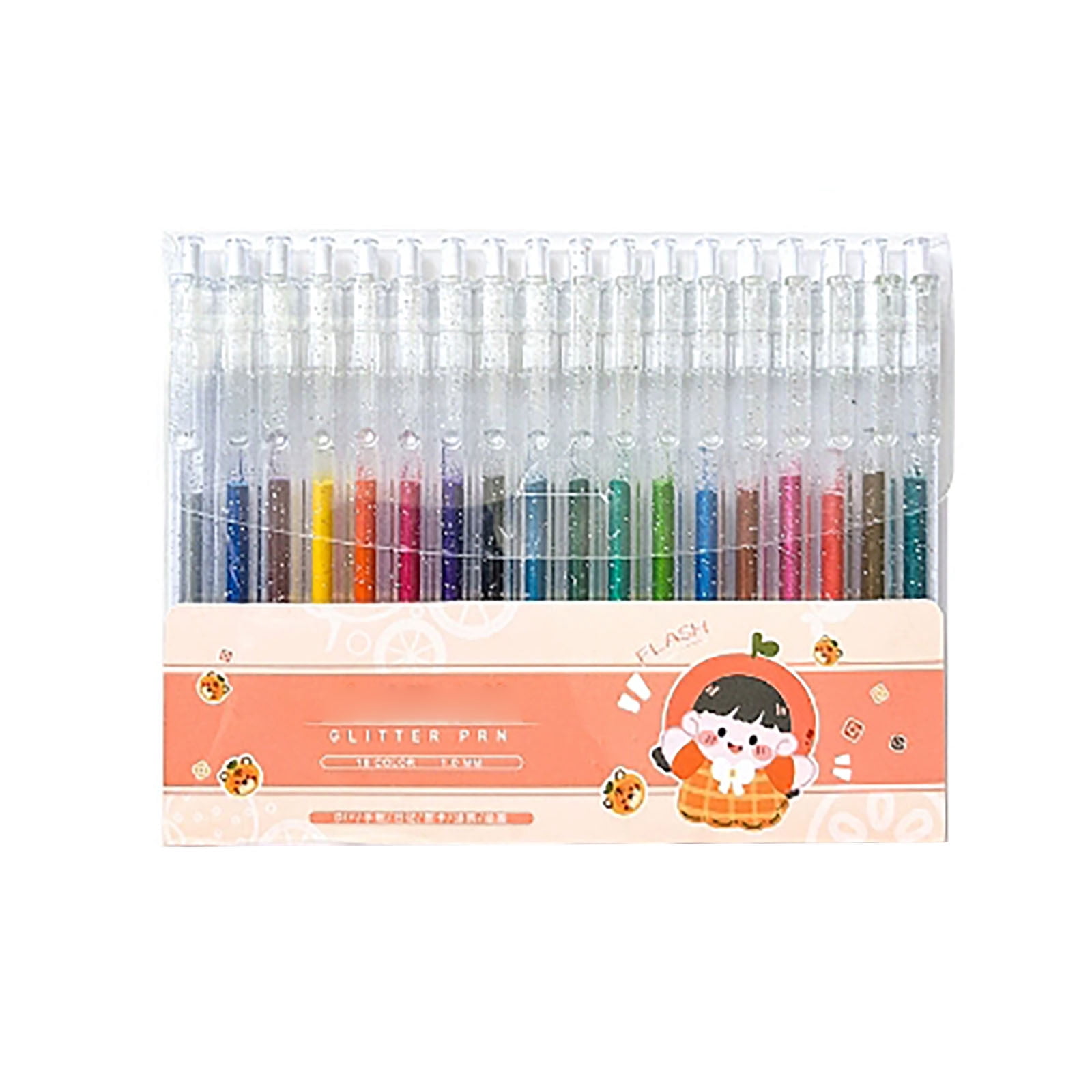XQWJWLA Glitter Gel Pens, 18 Colors Metallic Vibrant Sparkle Pen for Coloring Journaling Drawing Doodling Colored Pen Colored Gel Pens Fun Pens, Retractable, 0.8mm