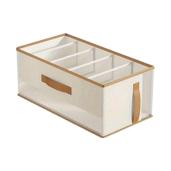 XQWJWLA Handbag Storage Organizer With Dividers For Closet 18.7 Inches Large Drawer With Handle Beige Non Woven Purse Protector Wardrobe Grids Container