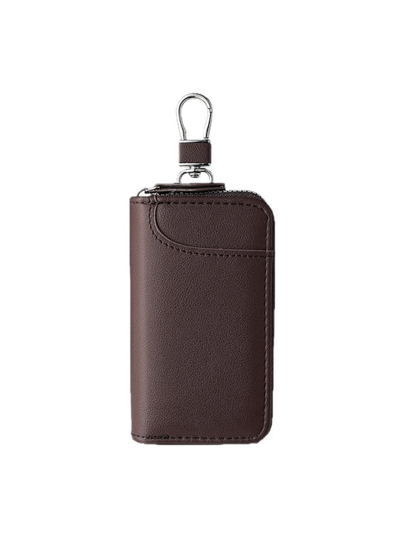 Key Holder Wallet Men's Zipper Key Organizer Leather Key Holder Case Wallet with Key Holder