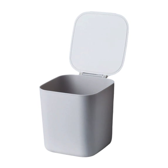 XQWJWLA Mini Desk Can with Lid 0.4 Gallon, Small Garbage Bin, Small Table Square Wastebasket for Office, Home, Bathroom, Car(Gray)