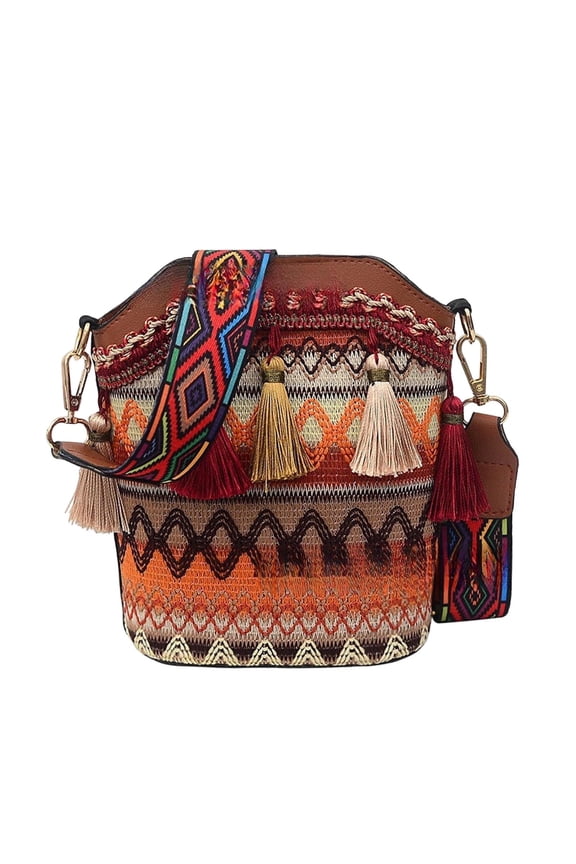 Shoulder Bag for Women Korean Bohemian Style Crossbody for with Fringe and Woven Design Lightweight Fashion Shoulder Purse