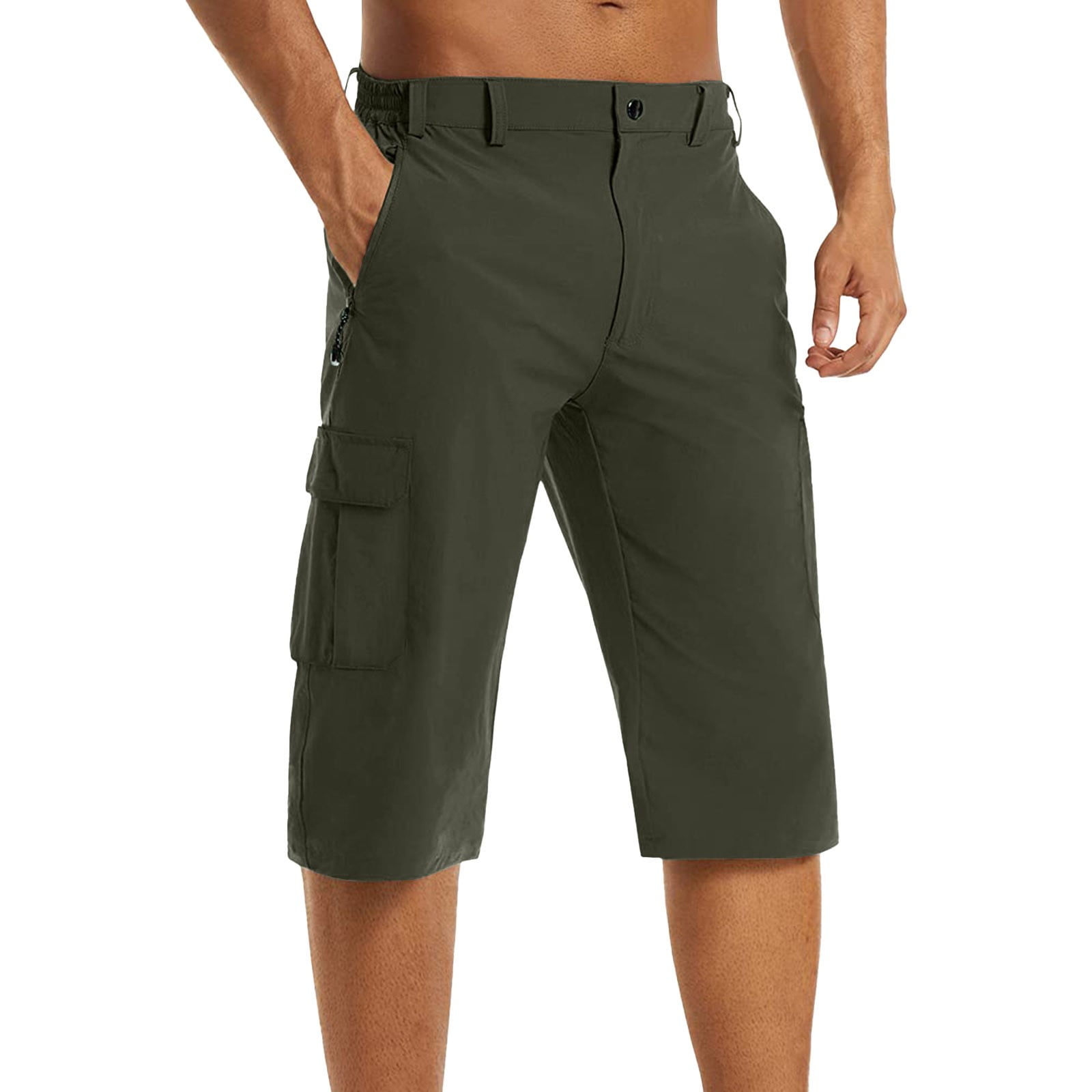 XQXCL Men's Flat Front Cargo Shorts Expandable Waist Quick Dry Hiking