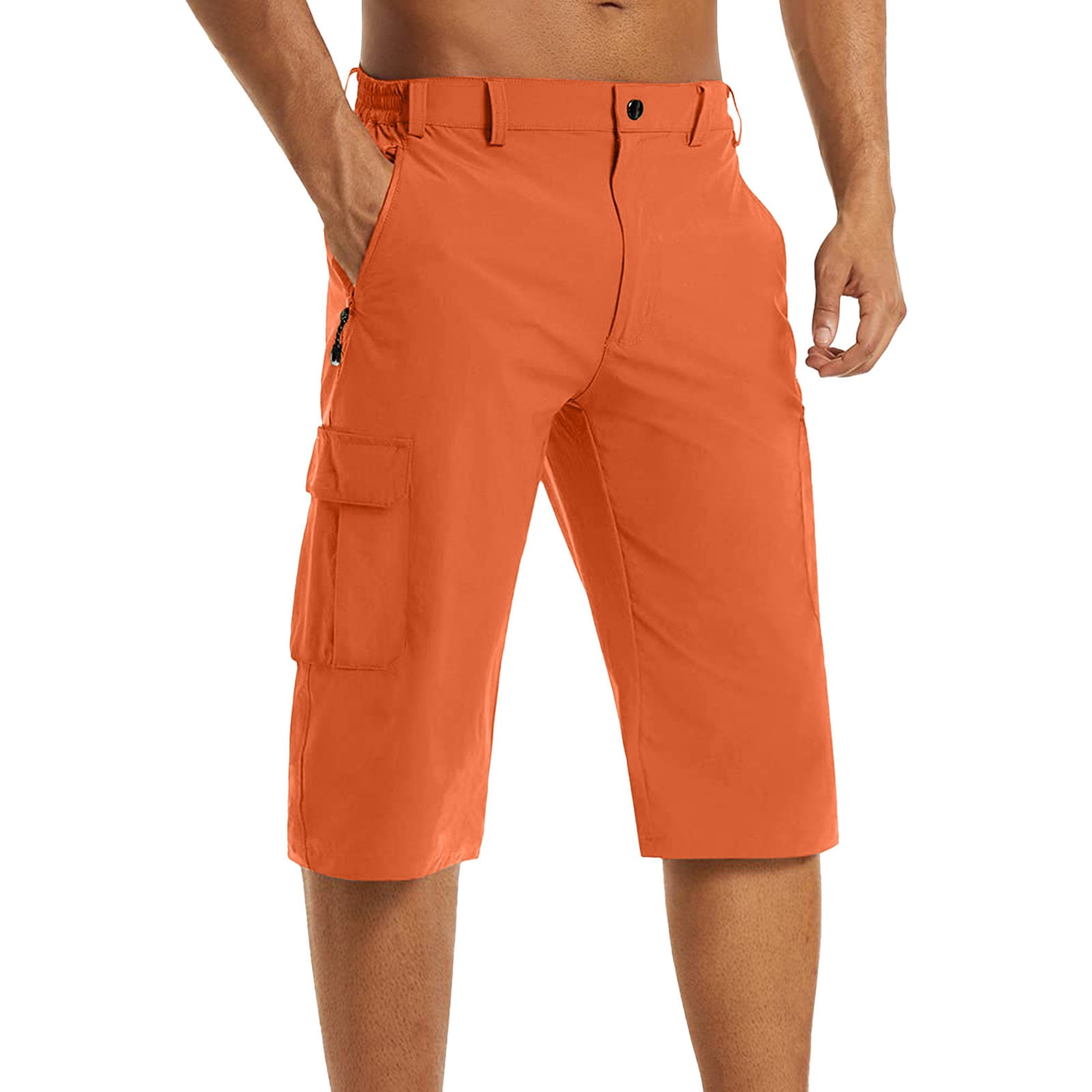 XQXCL Men's Flat Front Cargo Shorts Expandable Waist Quick Dry Hiking