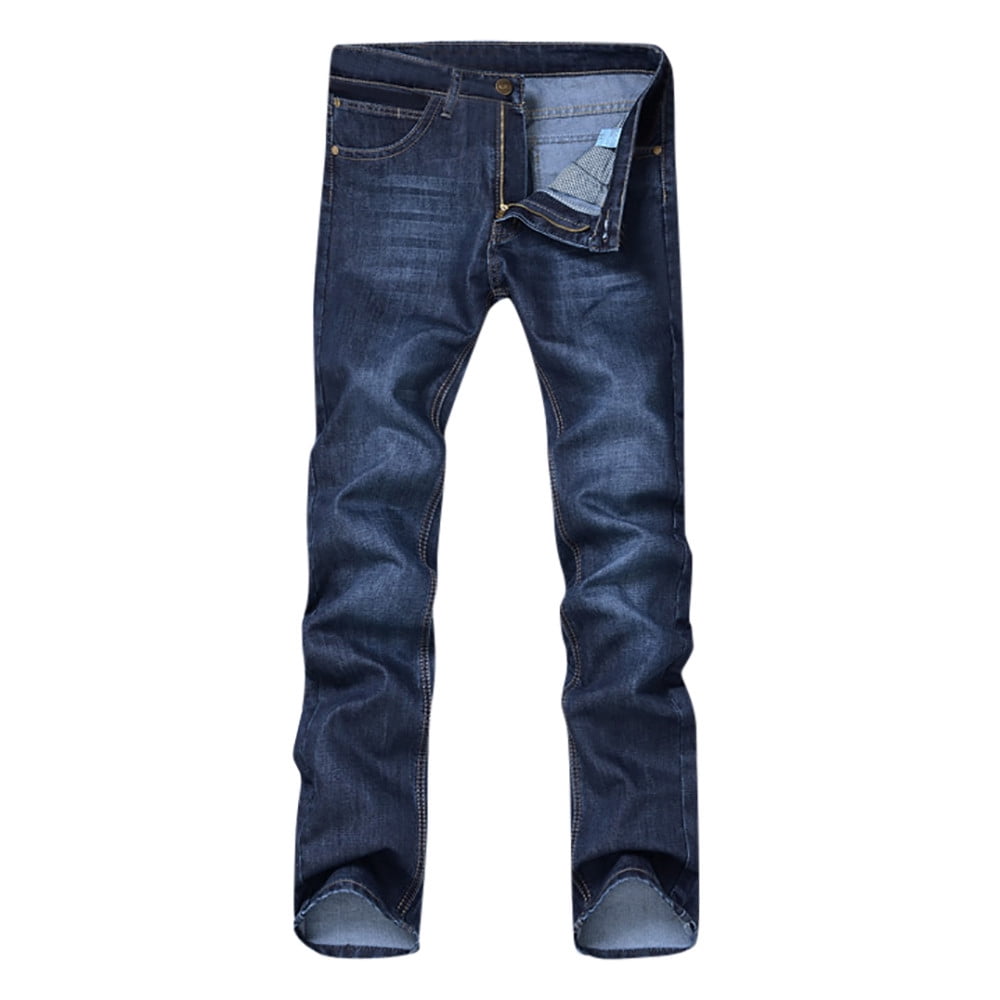 XQXCL Men's Jeans Soft Slim Fit Comfort Elastic Waist Denim Flat Front ...