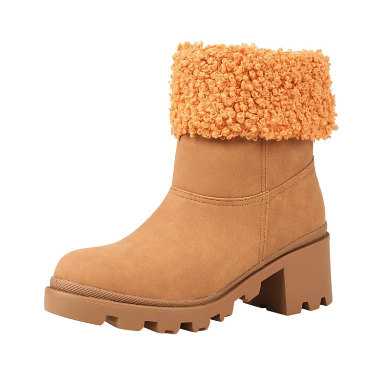 Warm square heel snow boots cheap