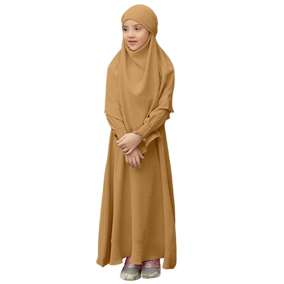 XQYLOS 2-Pack Girls Cultural Dress with Detachable Cape, Ramadan Apparel for Hot Climate Mosque Visits Toddler Girls Islamic Party Dress 3-12 Years