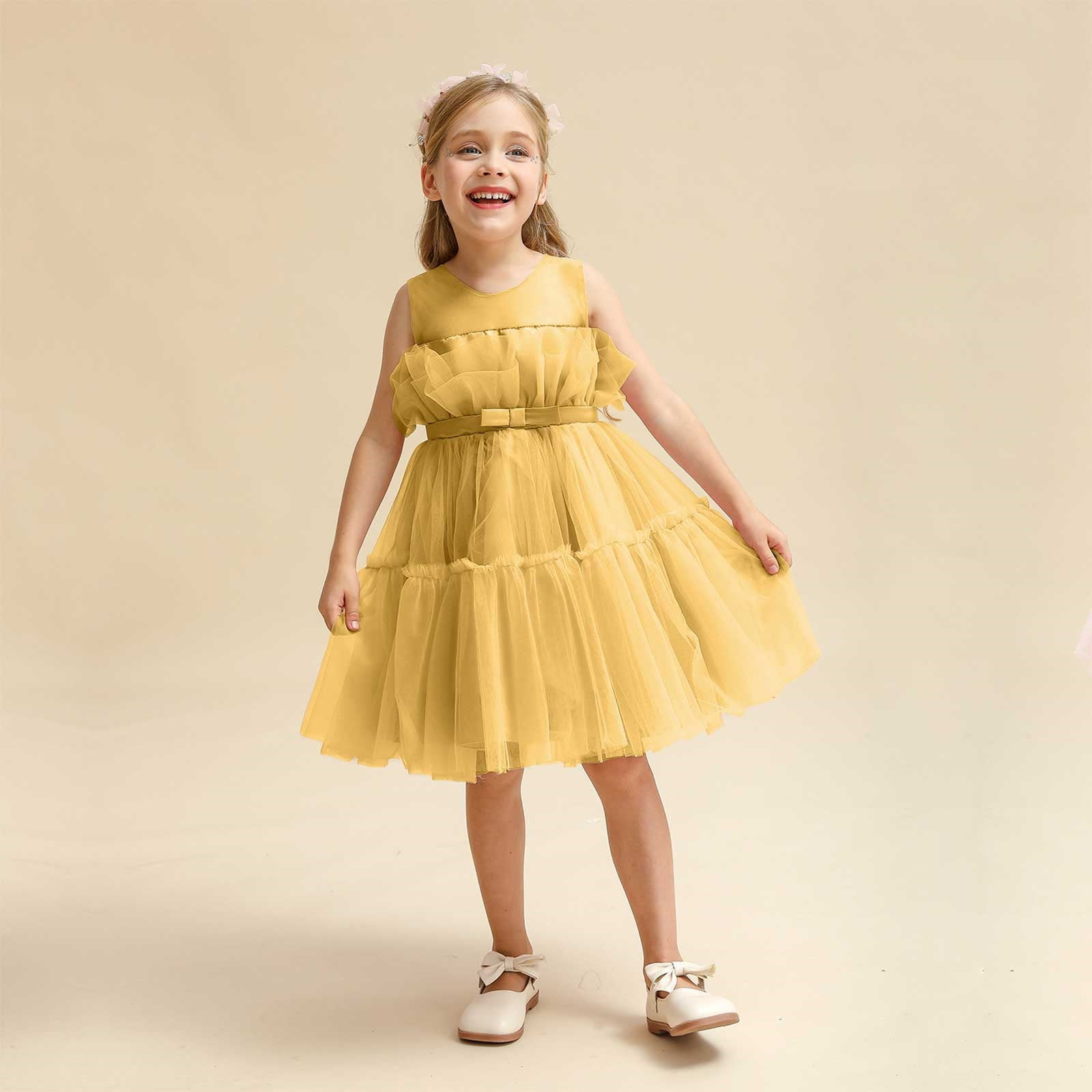 Babyhug Woven Sleeveless Solid Party Dress With Bow Applique - Light Blue main image 1