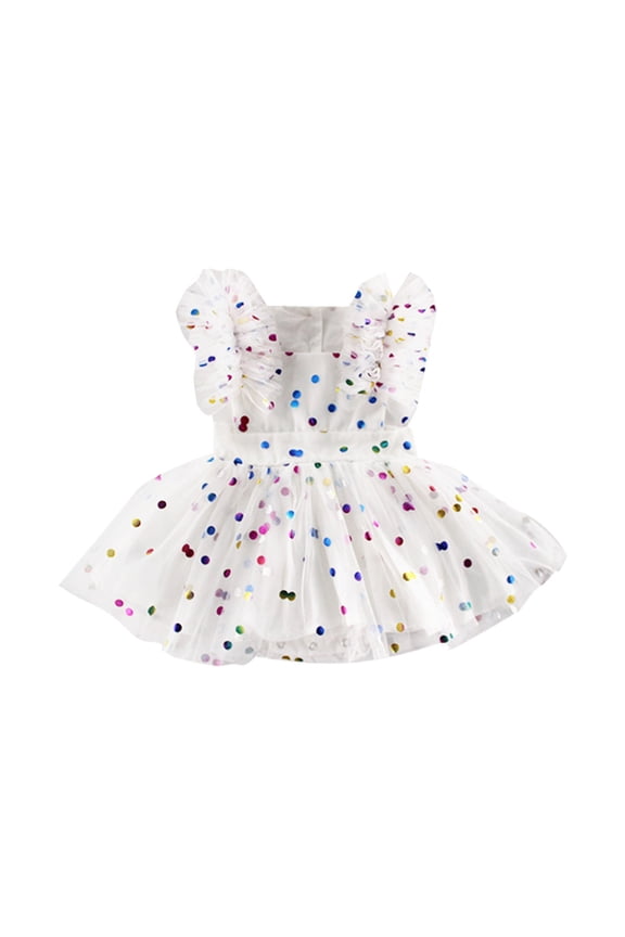 Baby Girls Tutu Dress with Lace Details - Confetti Princess Party Jumpsuit & Mini Skirt Set for 1st Birthday Photography Props & Holiday Celebrations (0-3 Months,White)