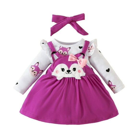 XQYLOS Baby Girls Valentine Ribbed Knit Dress Long Sleeve Heart Print Photo Shoot Outfit with Matching Headband Family Celebration Dress 6-12 Months