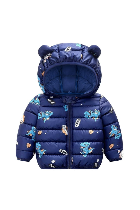 Baby Hooded Down Jacket Winter Lightweight Puffer Coat Toddler Boys Girls 𝖡ear Ears Quilted Thermal Outerwear