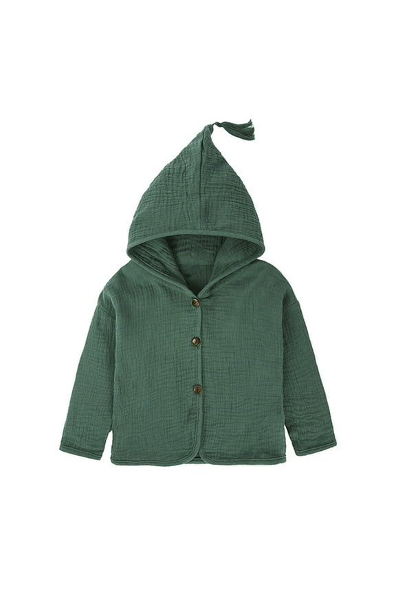 Baby Organic Cotton-Linen Cardigan Hooded Button-Up Spring Autumn Loungewear for Newborns Soft Breathable Spring Summer Fall Outerwear