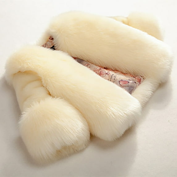 XQYLOS Baby Toddler Girls 𝖥aux F𝗎r Coat, Retro Fluffy Winter Thicken Warm Jacket Wrap Cape Shawl for Wedding, Kids Dressy Outerwear Coat